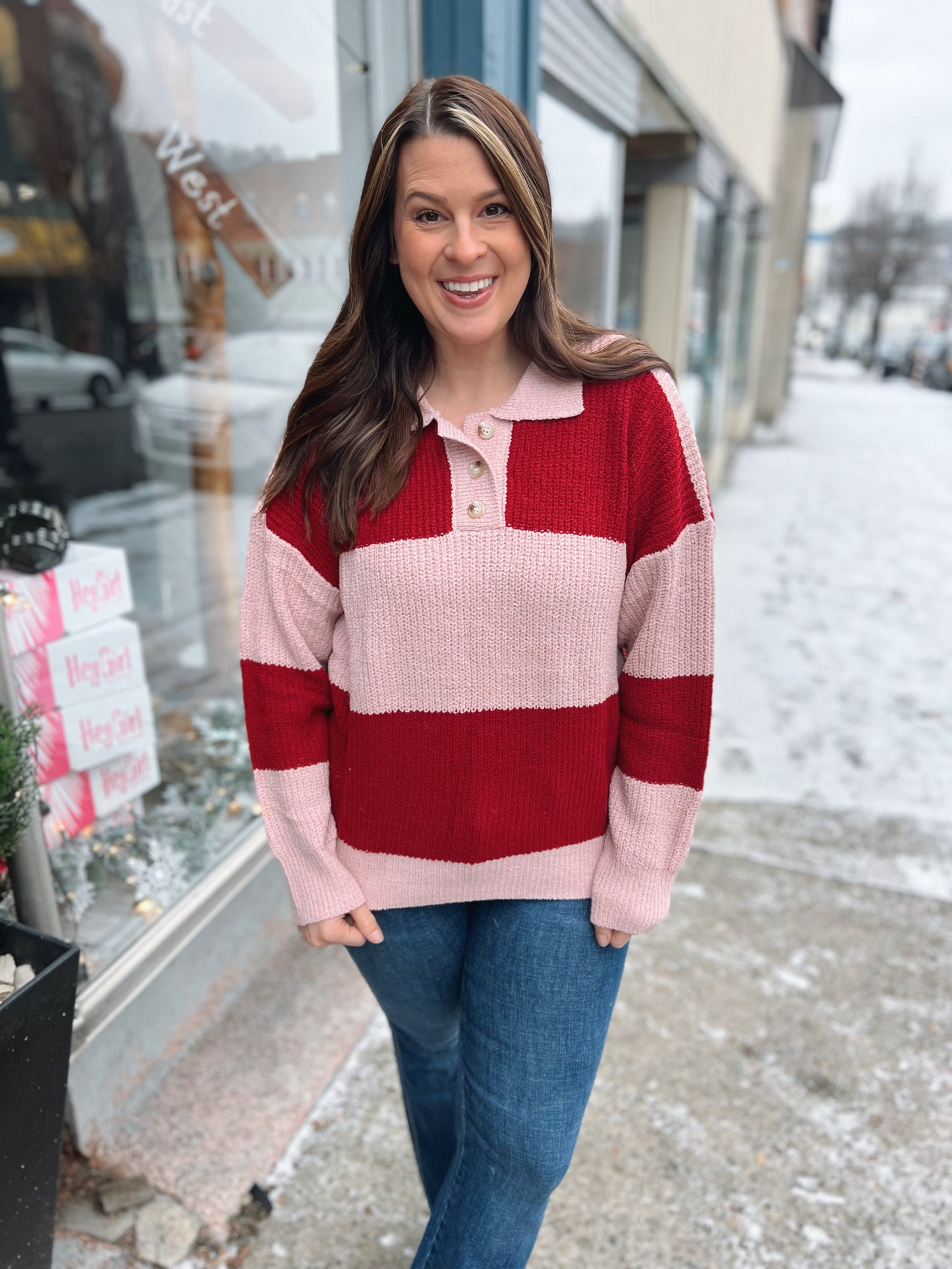 WB Pink Red Stripe Sweater