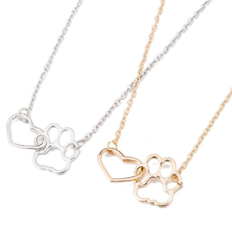 Paw Heart Charm Necklace