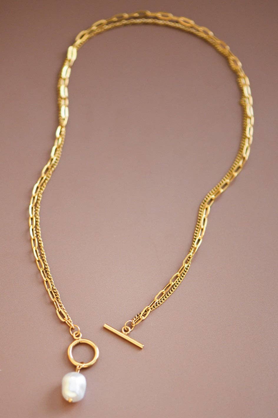 White Stone Gold Chain Necklace