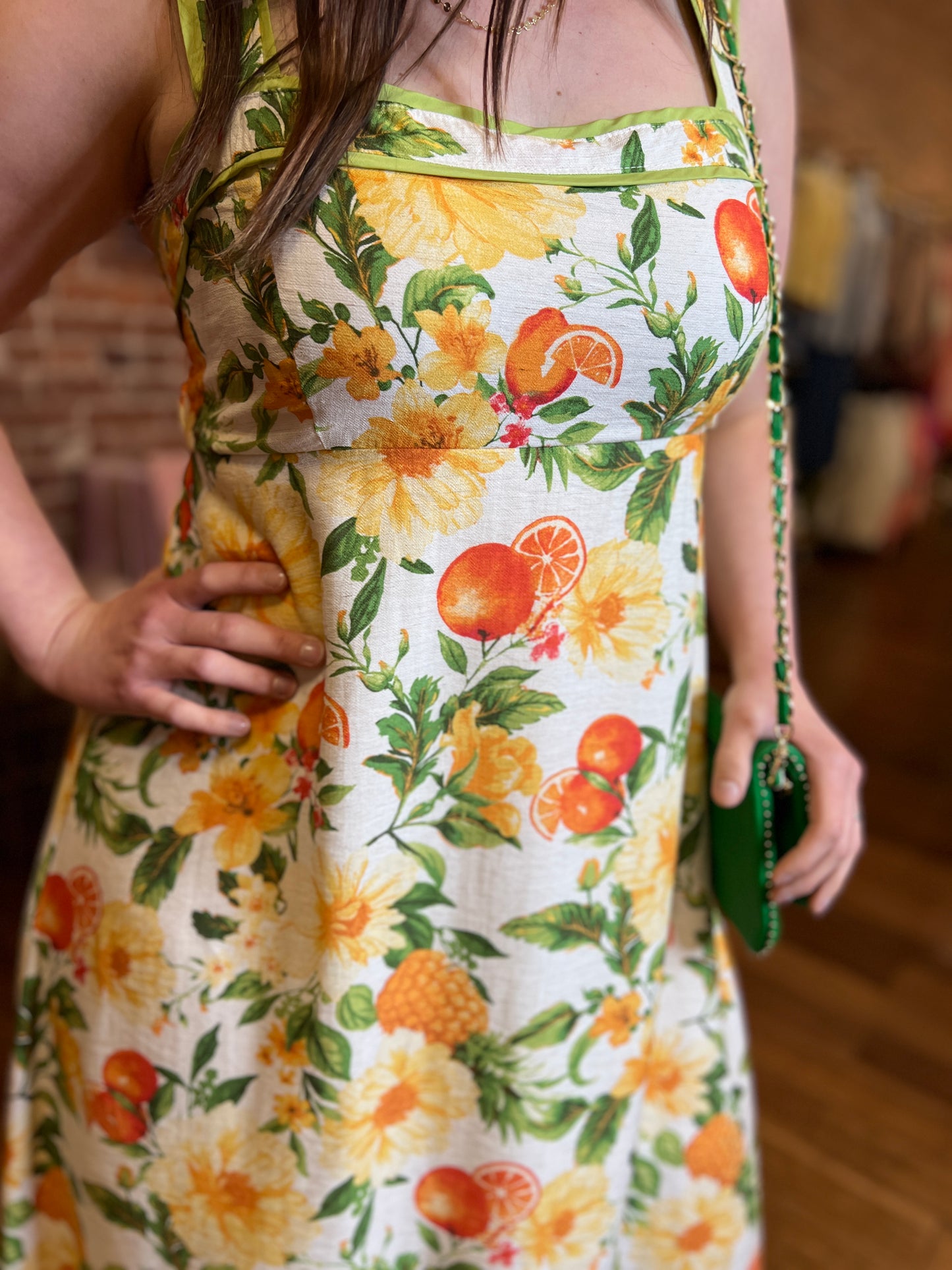 Citrus Floral Midi Dress