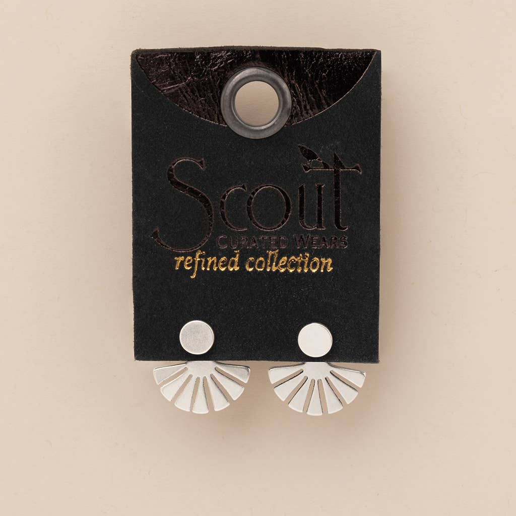 Silver Sunburst Jacket Earrings