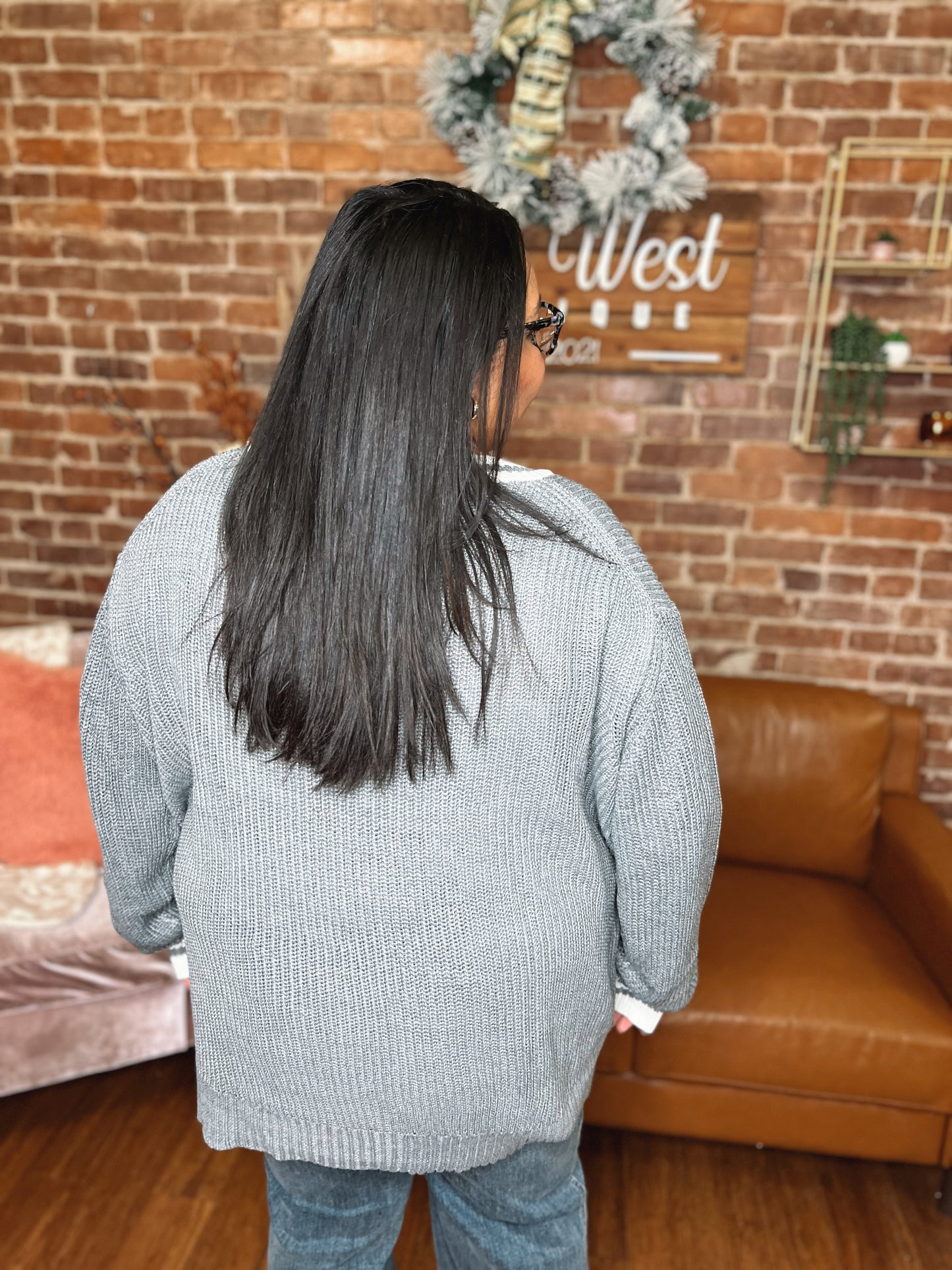WB Grey Contrast Cardigan