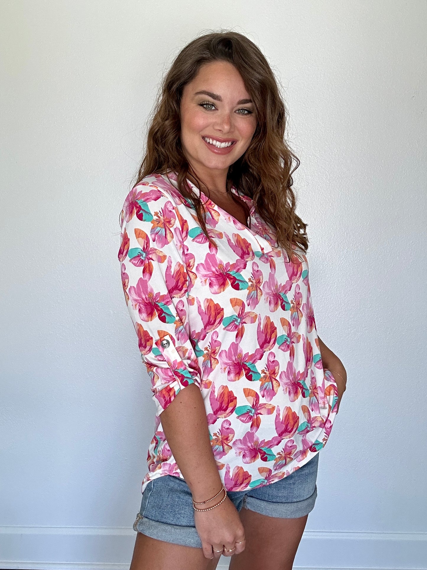Fuchsia Mid Sleeve Top