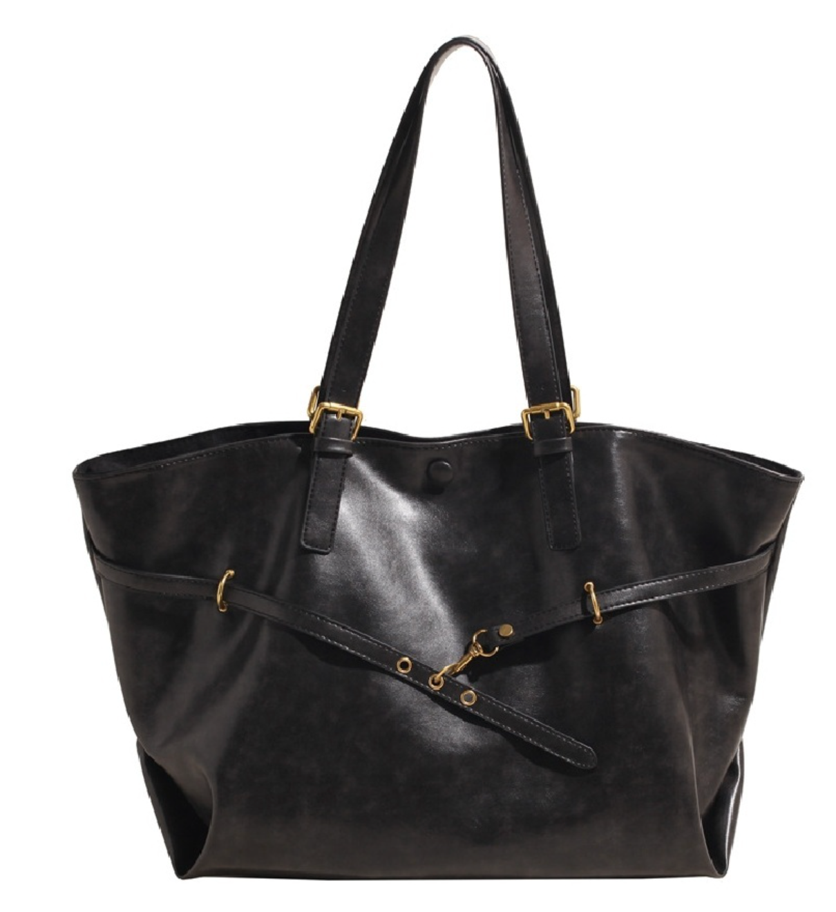 Distressed Buckle Tote Bag