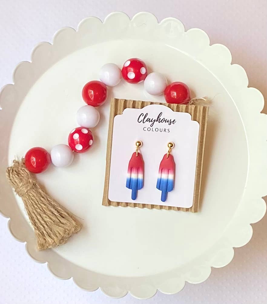 Red, White & Blue Clay Earrings