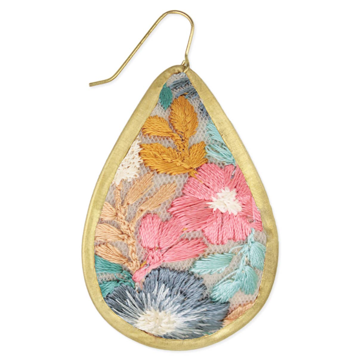 Pastel Floral Embroidered Earrings