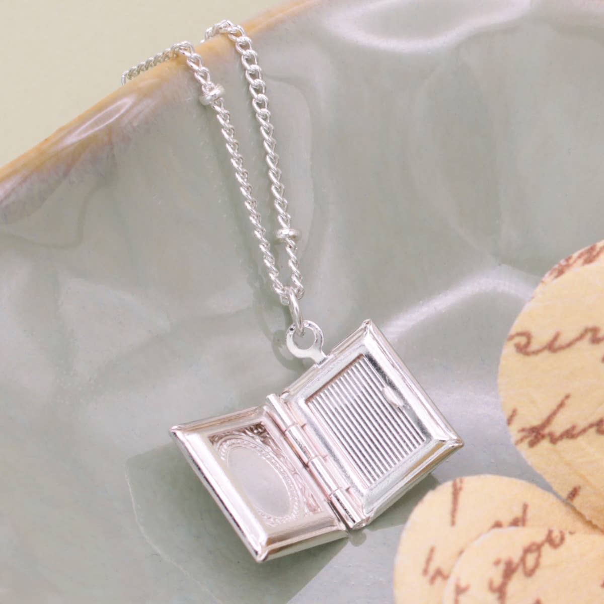 Secret Diary Tiny Silver Book Locket Necklace