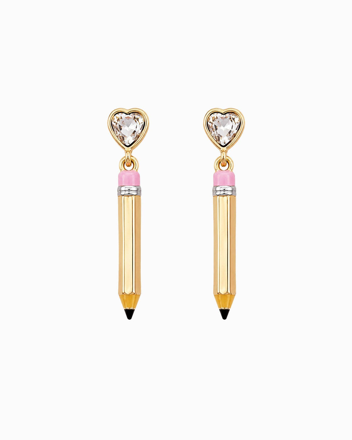 Teacher Pencil Drop Earrings with Heart