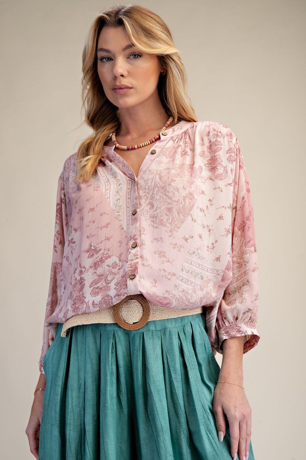 Blushing Floral Patchwork Blouse