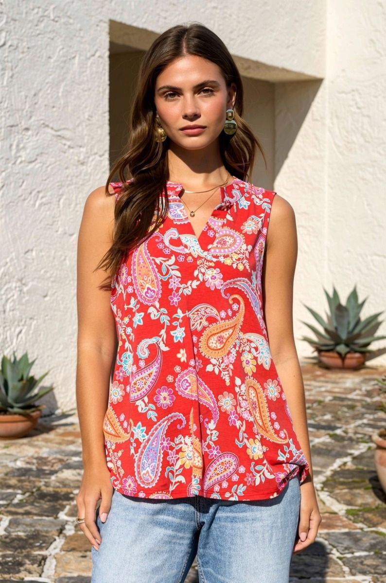 Burning Up Paisley Tank Top