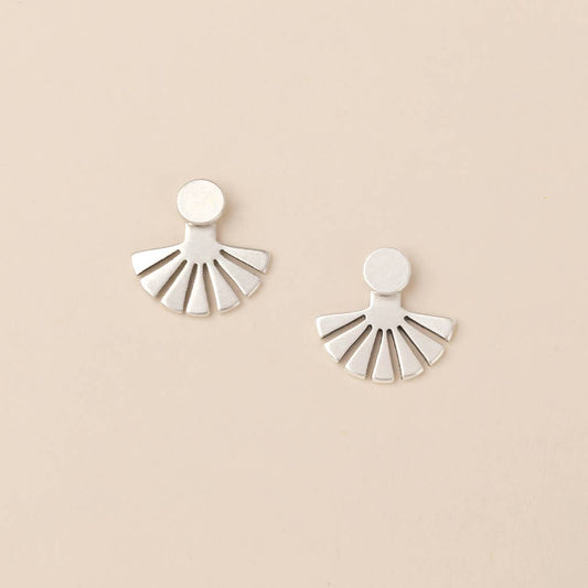Silver Sunburst Jacket Earrings