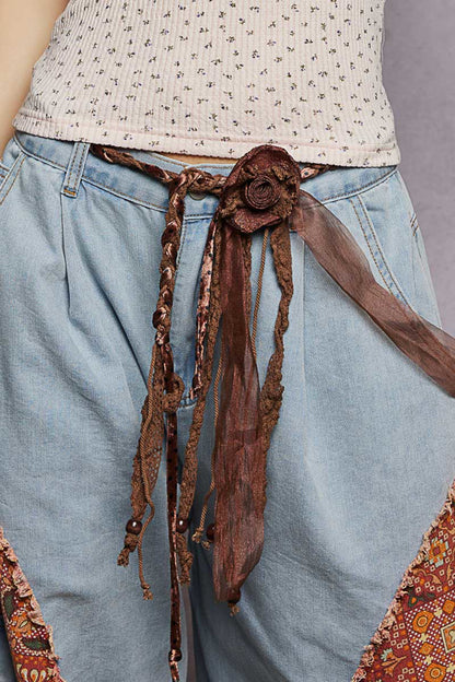 Brown Crochet Ribbon Belt