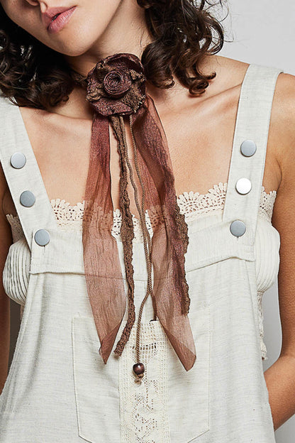 Brown Crochet Ribbon Belt