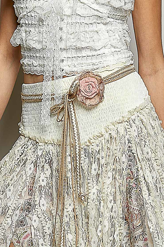 Crochet Rose Ribbon Belt