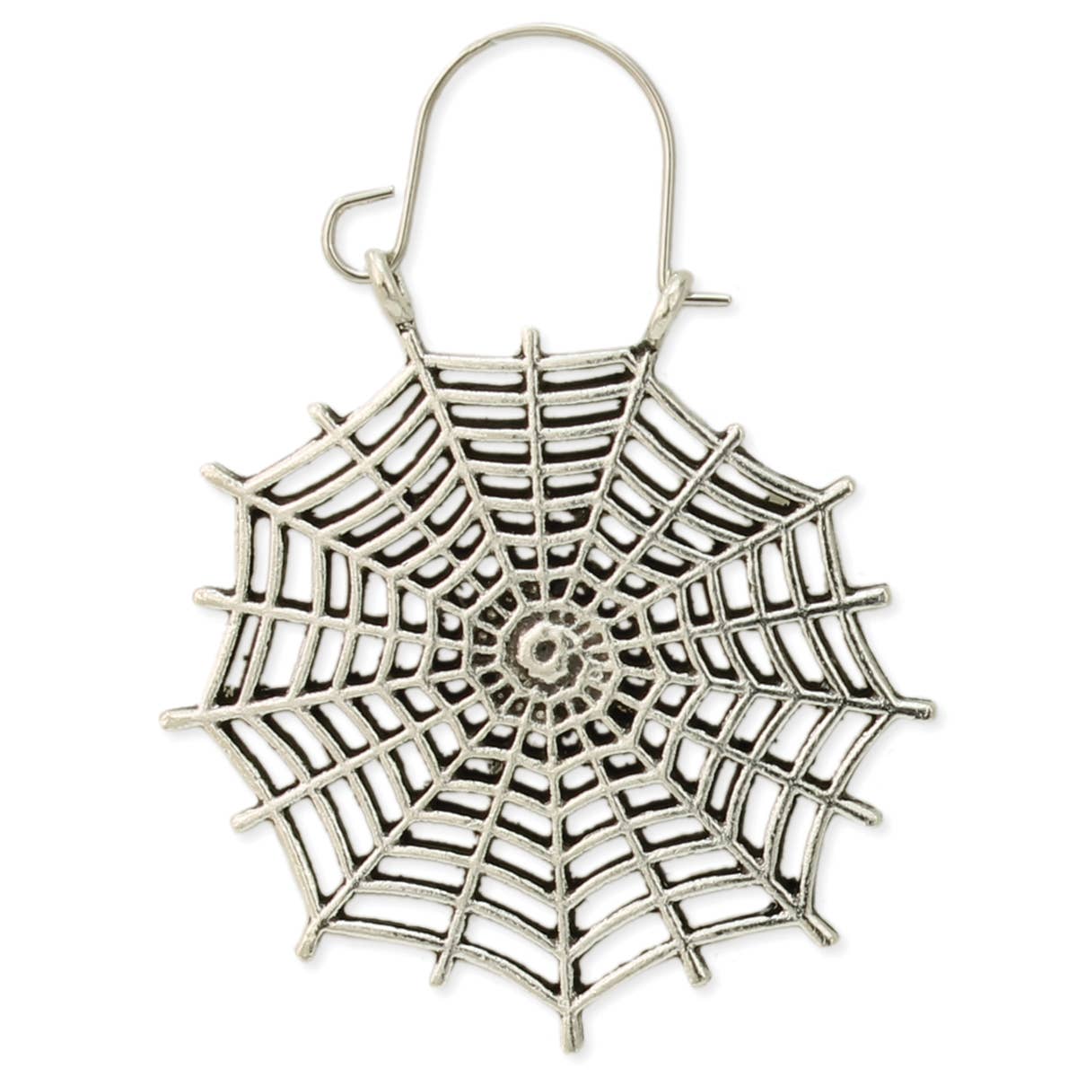 Silver Spider Web Hoop Earrings
