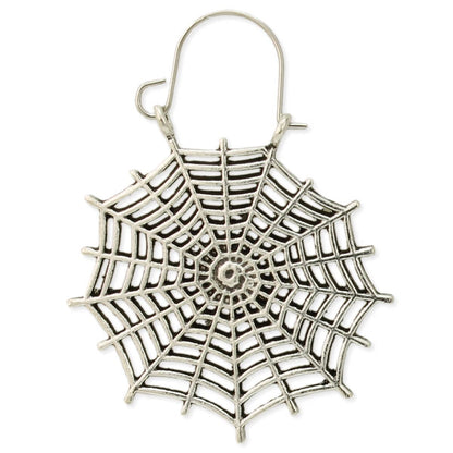 Silver Spider Web Hoop Earrings