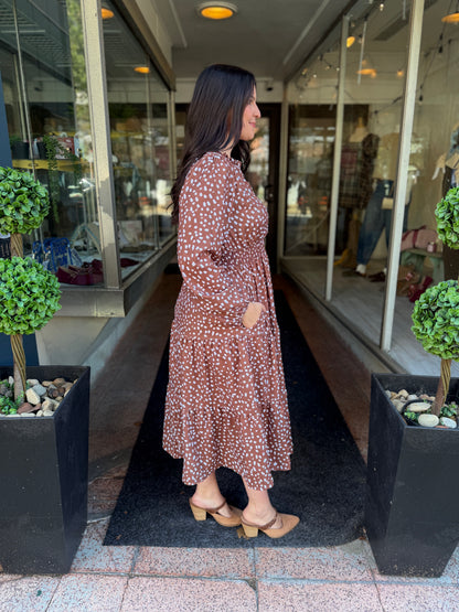 So Humble Deer Print Midi Dress