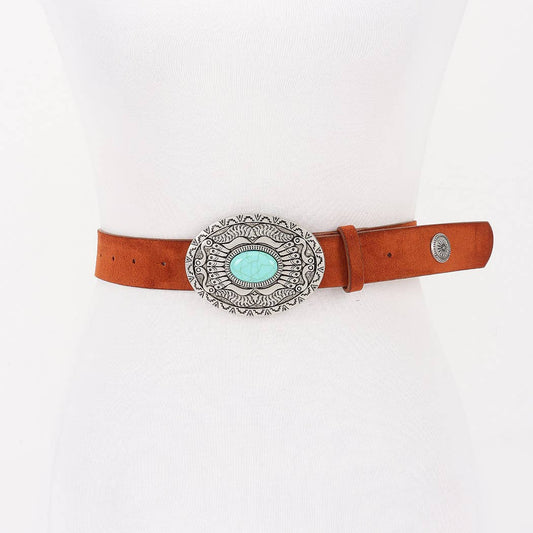 Plus Size Faux Suede Multi Metal Belt