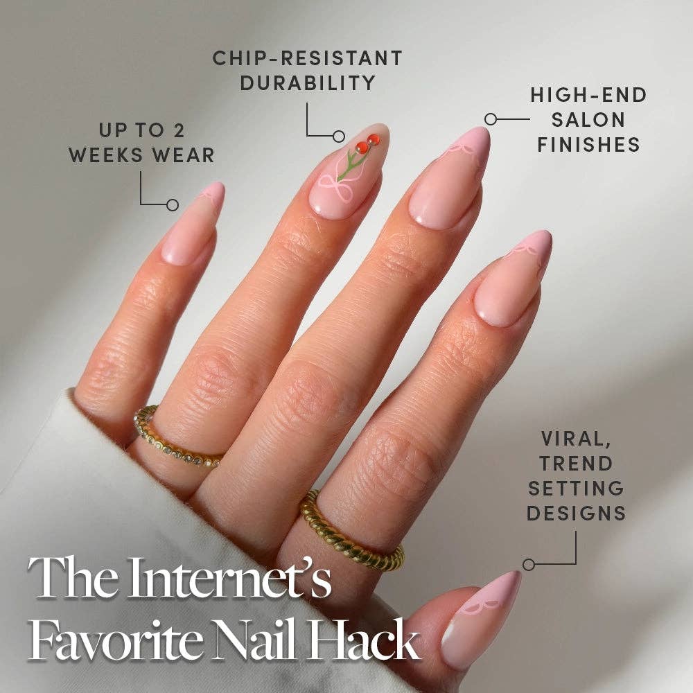 Cherry Bow Press-On Nail Set