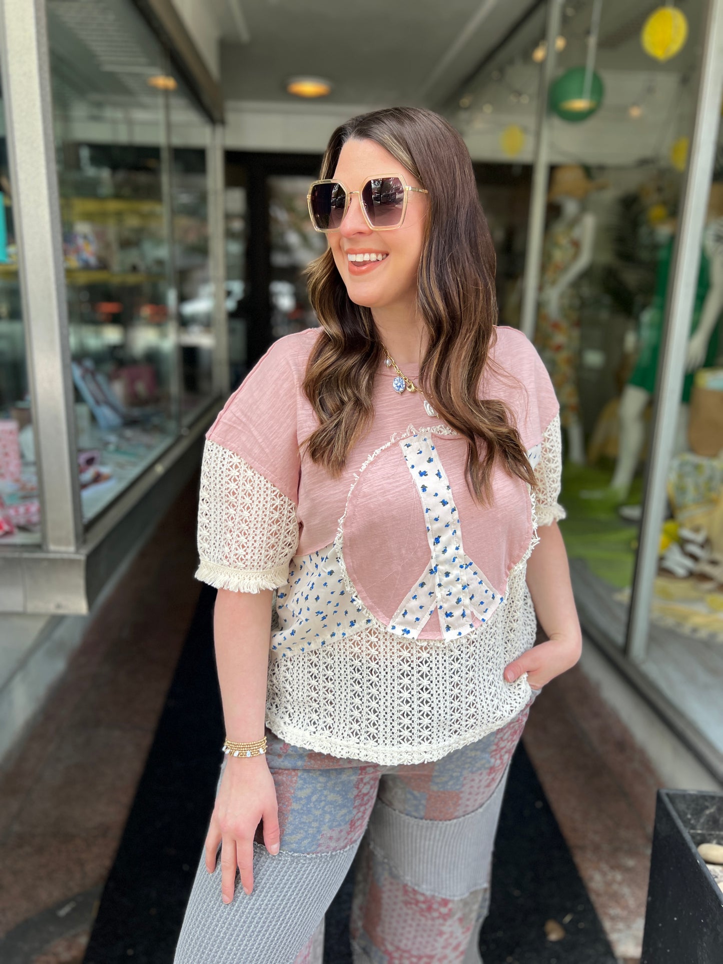Peace Out Patchwork Top