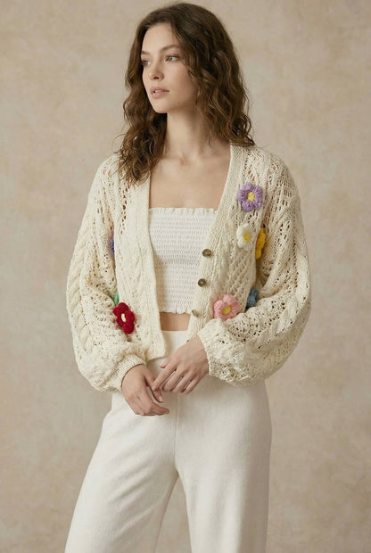 Colorful Blooms Crochet Cardigan