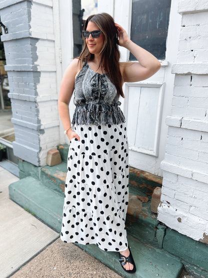 Pick Me Up Polka Dot Maxi Skirt