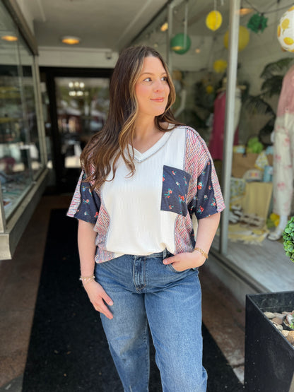 With Her Floral Top