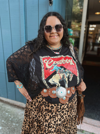 Lace Sleeve Cowboy Tee