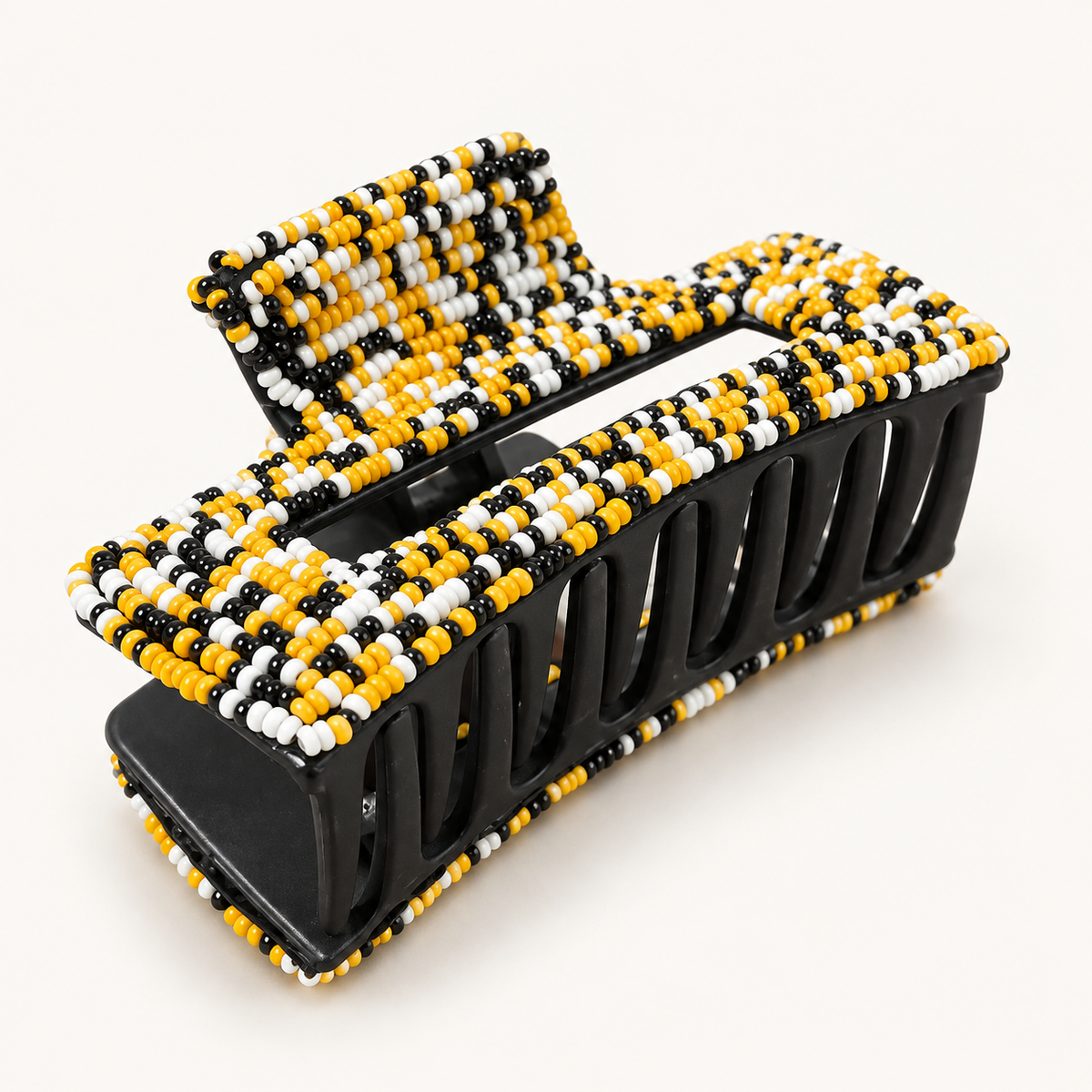 Black & Gold Confetti Beaded Hair Claw
