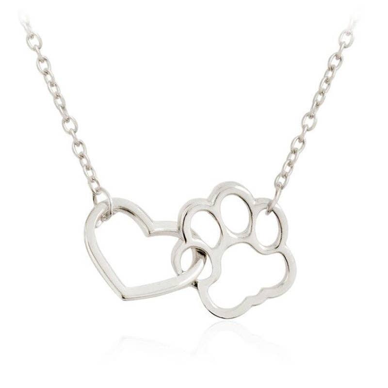 Paw Heart Charm Necklace