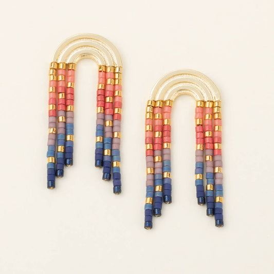 Gold Chromacolor Rainbow Fringe Earring