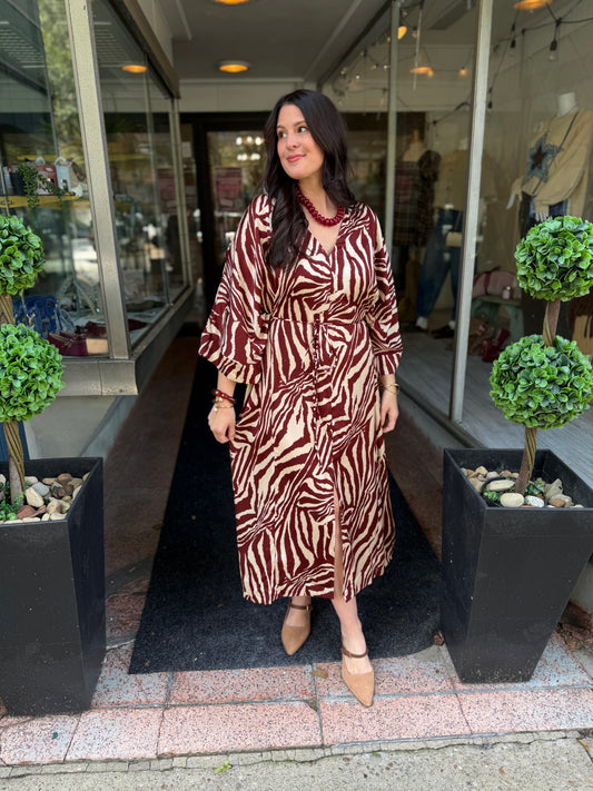 Wild Ways Zebra Midi Dress