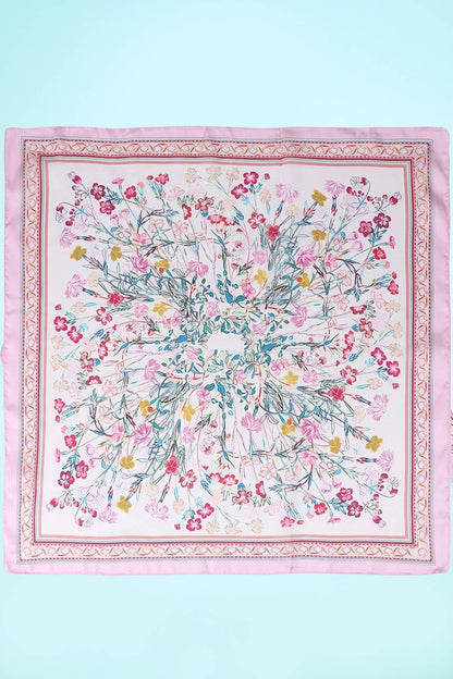 Pink Floral Silk Bandana Scarf