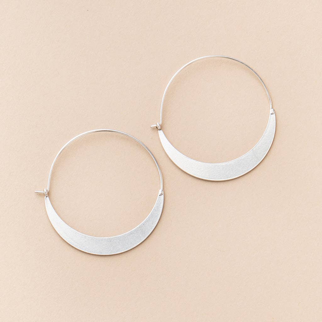 Silver Crescent Hoop Earring