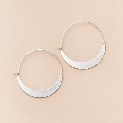 Silver Crescent Hoop Earring