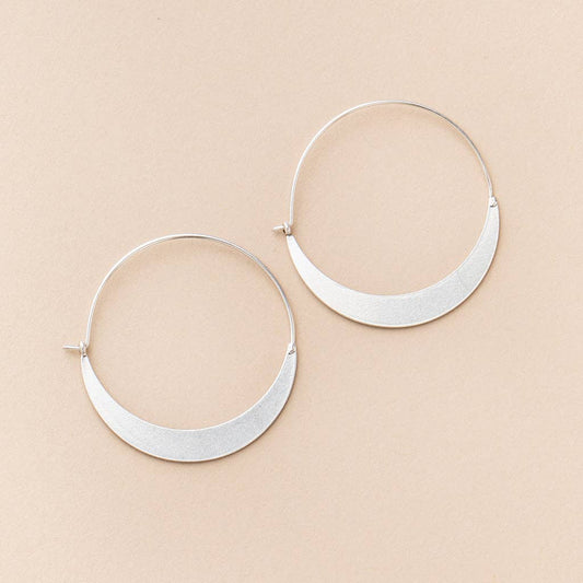 Silver Crescent Hoop Earring