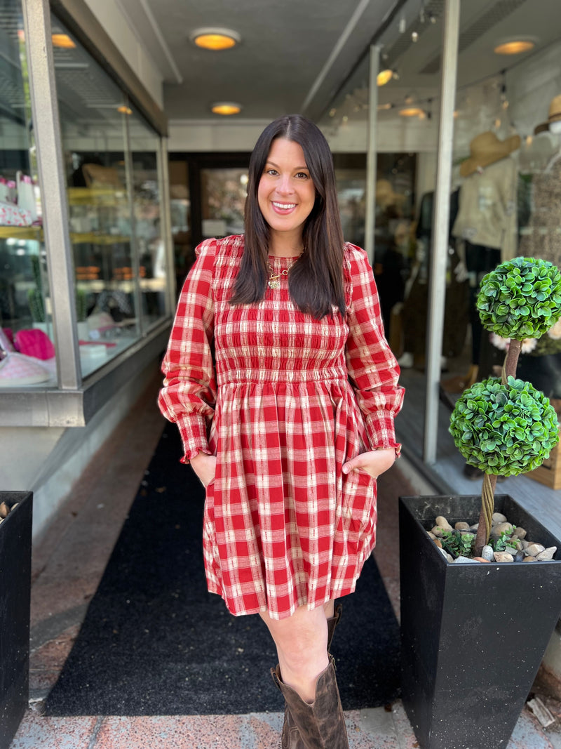 Country Apple Plaid Mini Dress