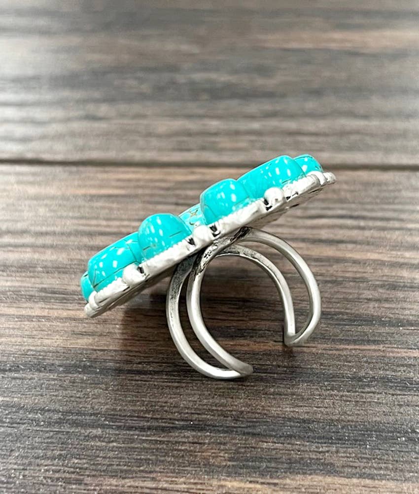 Western Flower Turquoise Ring