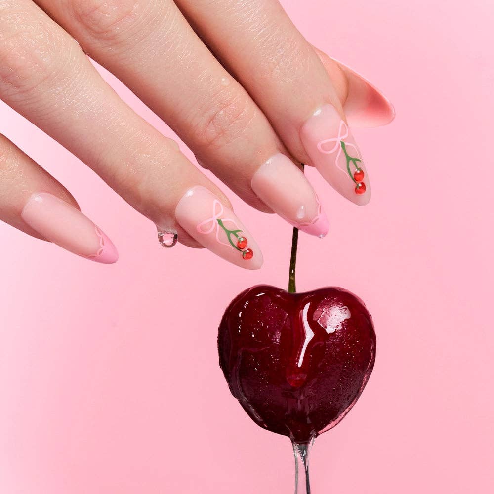 Cherry Bow Press-On Nail Set