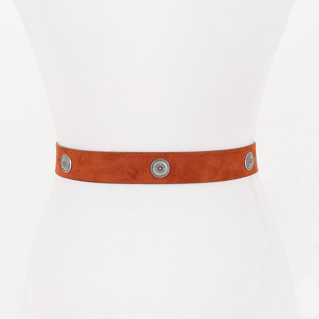 Plus Size Faux Suede Multi Metal Belt
