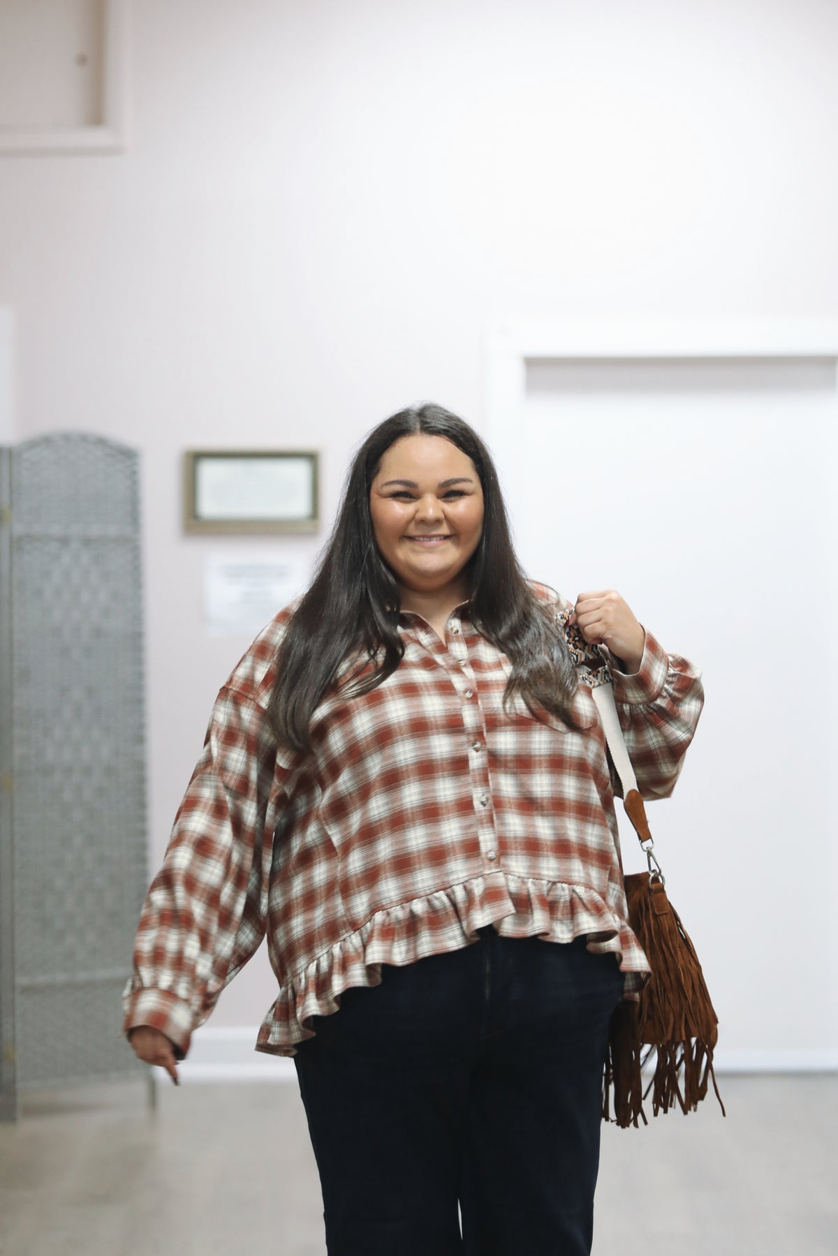 Metamorphosis Plaid Babydoll Top
