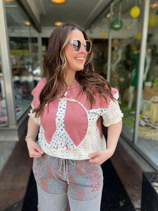 Peace Out Patchwork Top