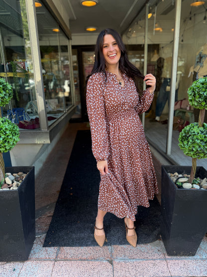 So Humble Deer Print Midi Dress