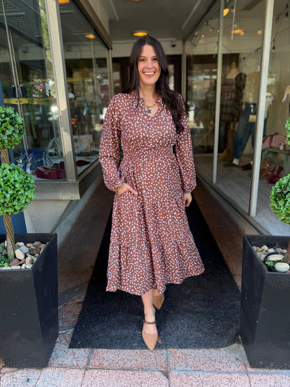 So Humble Deer Print Midi Dress