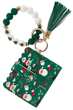 Green Santa Wallet Keychain