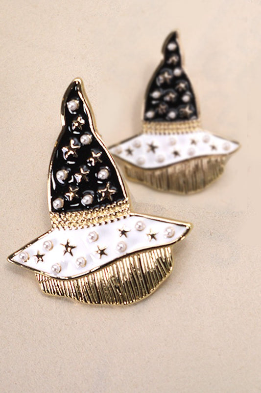 Pearl & Star Witch Hat Earrings