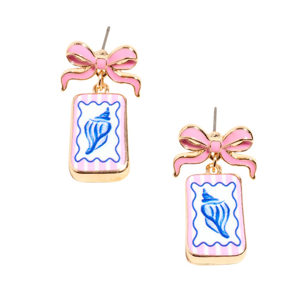 Bow Print Frame Earrings