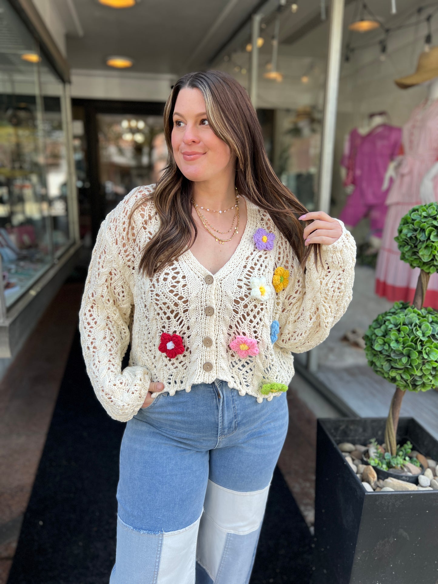 Colorful Blooms Crochet Cardigan