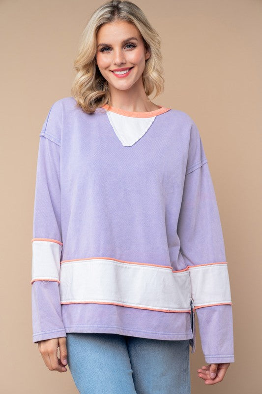 WB Lavender Color Block Longsleeve