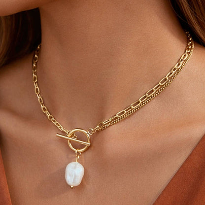 White Stone Gold Chain Necklace
